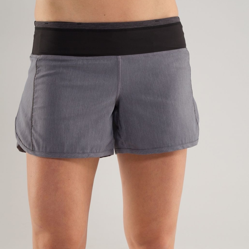 Lululemon Athletica Gray and Black Athletic Shorts with Elastic Waistband